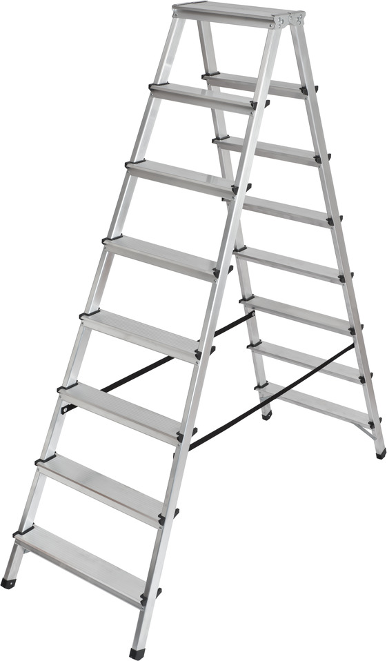 Brennenstuhl Doppelstufenleiter aus Aluminium 2x4 Stufen beidseitig begehbare Alu-Stehleiter, 0,82m hoch, max. Traglast 150kg