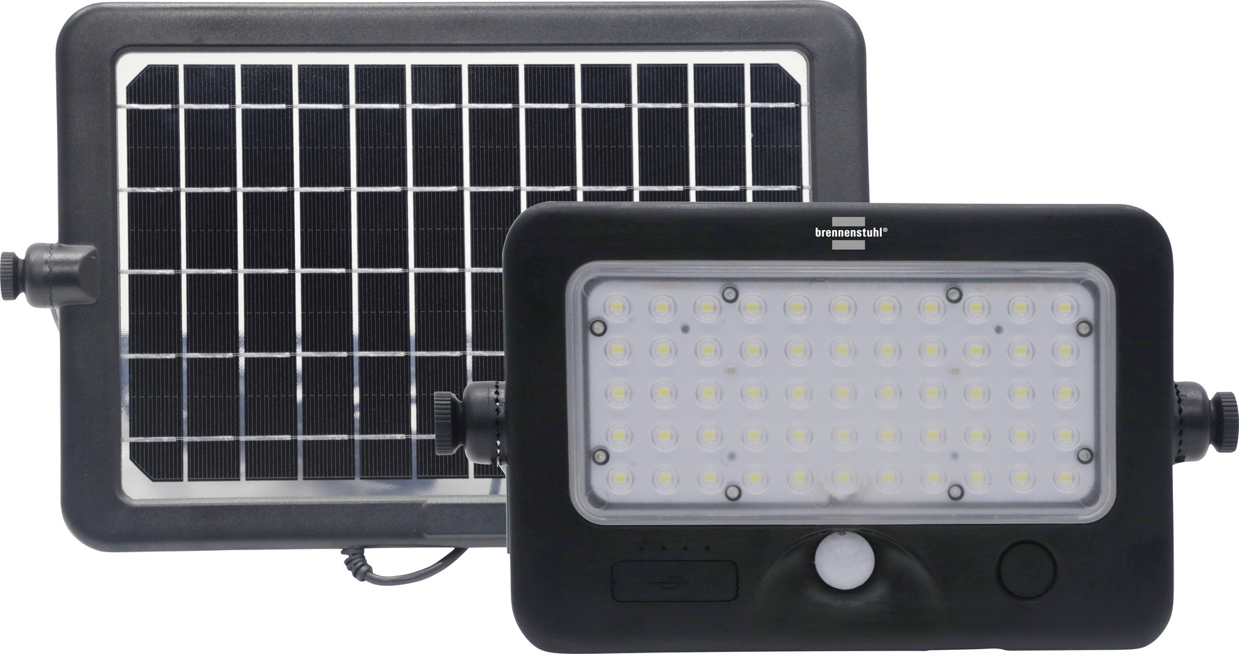 schwarz Solar-Panel Bewegungsmelder | brennenstuhl® Multifunktions-LED-Solar ML mit IP65 mit doppelseitigem SOL 1000 Leuchte