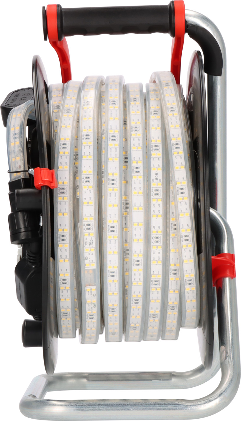 LED-Lichtschlauch BS2540SI D auf Aufbewahrungstrommel, 25m, 4000K, beidseitig, 2m H07RN-F 2G1,5 Typ C (IP44)
