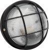 Wand- und Deckenleuchte rund mit Kunststoffgitter schwarz IP44