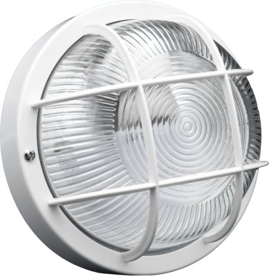 Wand- und Deckenleuchte rund mit Kunststoffgitter weiss IP44