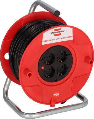 BAT Kabeltrommel ST 260, 4x Typ F, 50m H05VV-F 3G1.5 rot