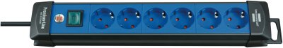 Premium-Line Steckdosenleiste 6-fach schwarz/blau 3m H05VV-F 3G1,5
