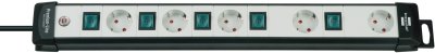 Premium-Line Technik Steckdosenleiste 5-fach schwarz/lichtgrau 3m H05VV-F 3G1,5 einzeln schaltbar