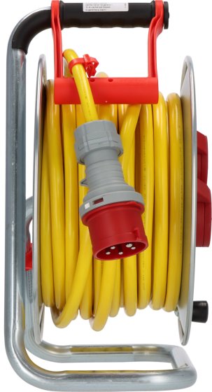 Professional CEE/5 Kabeltrommel SK 320 IP44 mit Phasenwender, 2xCEE/5 400V/16A, 1x Typ F, 25m AT-N07V3V3-F 5G2,5 gelb - Produktansicht