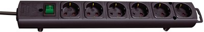Comfort-Line Steckdosenleiste 6-fach schwarz 2m H05VV-F 3G1,5