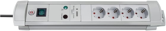 Premium-Line 30.000A Überspannungsschutz-Steckdosenleiste 4-fach lichtgrau 1,8m H05VV-F 3G1,5 - Produktbild