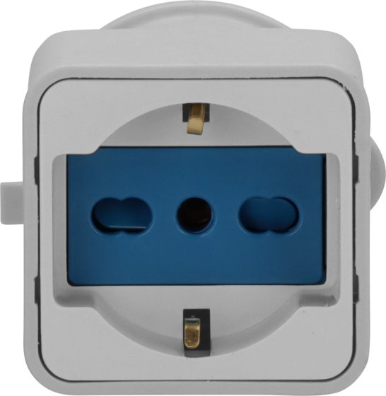 Caravan-Adapter CEE 3-polig 16A/230V IP20 CEE-Steckdose, IT-Kupplung universal (IT 10/16 A + DE 16A) - Produktansicht