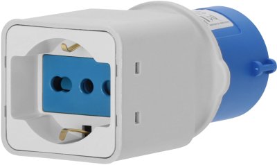 Caravan-Adapter CEE 3-polig 16A/230V IP20 CEE-Steckdose, IT-Kupplung universal (IT 10/16 A + DE 16A)