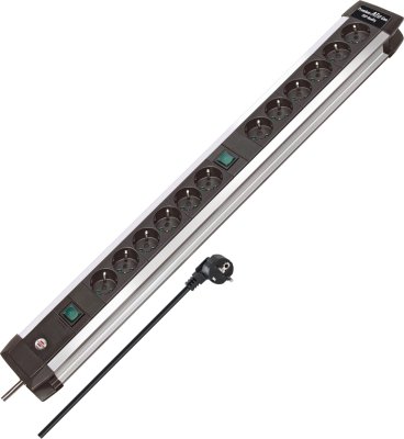 Premium-Alu-Line Technik Steckdosenleiste 12-fach 3m H05VV-F 3G1,5 6-fach schaltbare Steckdosen