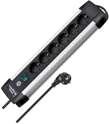 Premium-Alu-Line Steckdosenleiste 6-fach 3m H05VV-F 3G1,5