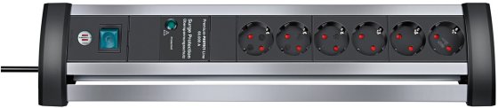 Alu-Office-Line 60.000A &Uuml;berspannungsschutz-Steckdosenleiste 6-fach 3m H05VV-F 3G1,5 - Produktbild