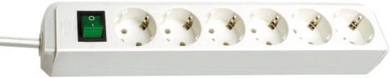 Eco-Line Steckdosenleiste mit Schalter 6-fach weiß 1,5m H05VV-F 3G1,5 - Produktbild
