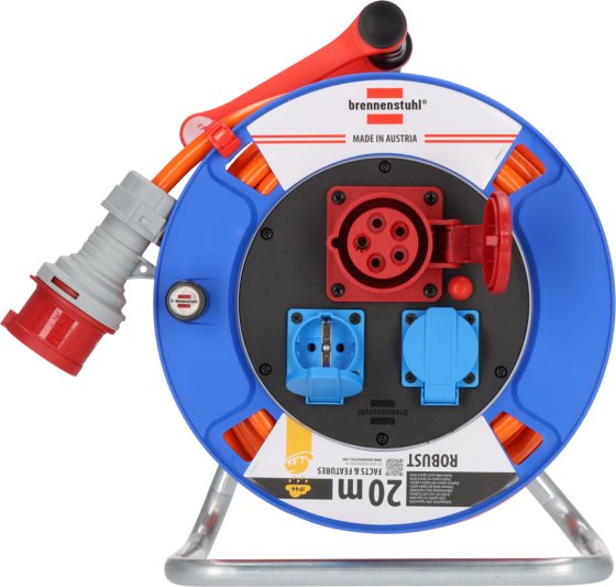 Garant CEE/5 Kabeltrommel ST 300 IP44, 1x CEE 400V/16A + 2x Typ F, 20m AT-N07V3V3-F 5G2,5 orange - Produktansicht