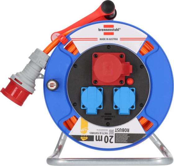 Garant CEE/5 Kabeltrommel ST 300 IP44, 1x CEE 400V/16A + 2x Typ F, 20m AT-N07V3V3-F 5G2,5 orange - Produktansicht