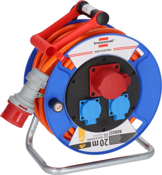 Garant CEE/5 Kabeltrommel ST 300 IP44, 1x CEE 400V/16A + 2x Typ F, 20m AT-N07V3V3-F 5G2,5 orange - Produktbild