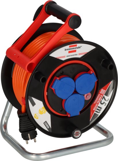 Garant&reg; Kabeltrommel ST 240 IP44 mit Bretec, 3x Typ F, 25m AT-N07V3V3-F 3G1,5 orange - Produktbild