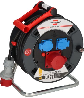 Professional CEE/5 Kabeltrommel ST 300 IP44, Phasenwender, 1xCEE 400V/16A + 2x Typ F, 25m H07RN-F 5G2.5