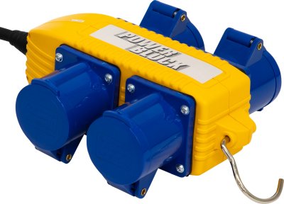 Baustellenkabel CEE Steckdosen Powerblock 4fach gelb IP44