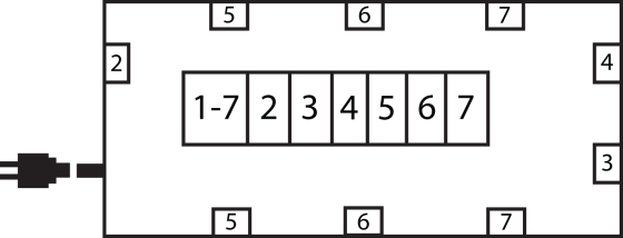 professionalLINE Gummi-Stromverteiler BSV 5 3/6 N525 AT 16A FI 2m H07RN-F 5G2,5 3xCEE 400V/16A, 6x Schutzkontakt 230V/16A - Grafik
