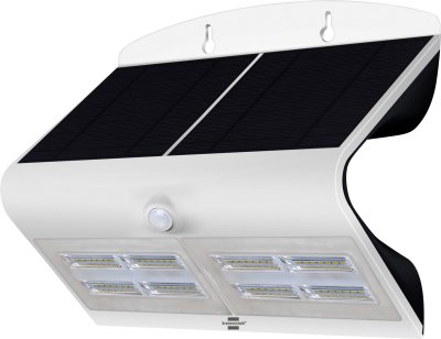 LED Solarwandleuchte mit Sensor SOL WAVE 800, mit D&auml;mmerungssensor und Bewegungsmelder, IP65, 6,8W, 800lm, weiss/schwarz