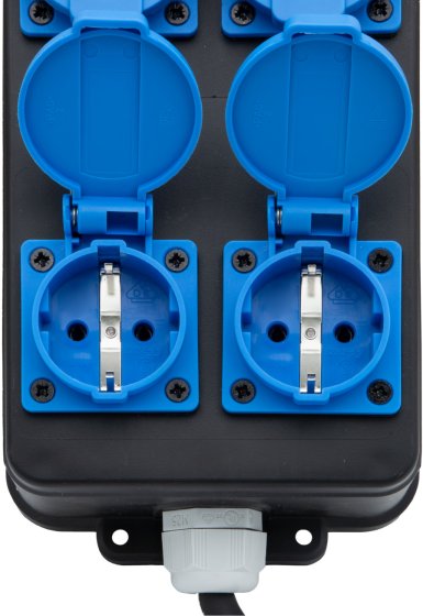 Portabler Stromverteiler BSV P Typ F 230V/16A, 6x Schutzkontakt-Steckdosen, Schutzkontakt-Stecker Typ F, 5m H07RN-F 3G2.5 schwarz - Produktansicht