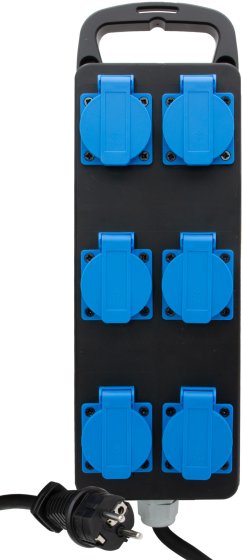 Portabler Stromverteiler BSV P Typ F 230V/16A, 6x Schutzkontakt-Steckdosen, Schutzkontakt-Stecker Typ F, 5m H07RN-F 3G2.5 schwarz - Produktbild