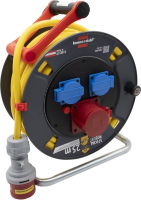 Professional CEE/5 Kabeltrommel 300 ST IP44, Phasenwender, 1xCEE 400V/16A + 2x230V Typ F, 25m AT-N07V3V3-F 5G2,5