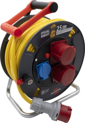 Professional CEE/5 Kabeltrommel 300 ST IP44, Phasenwender, 2xCEE 400V/16A + 1x230V Schutzkontakt, 25m AT-N07V3V3-F 5G2,5