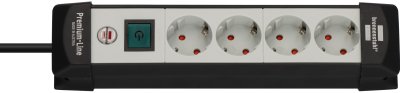 Premium-Line Steckdosenleiste 4-fach schwarz/lichtgrau 5m H05VV-F 3G1,5