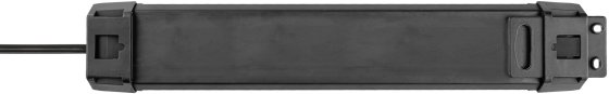 Premium-Line Steckdosenleiste 6-fach schwarz/lichtgrau 5m H05VV-F 3G1,5 - Produktansicht