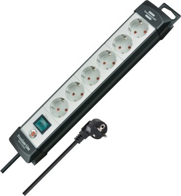 Premium-Line Steckdosenleiste 6-fach schwarz/lichtgrau 5m H05VV-F 3G1,5