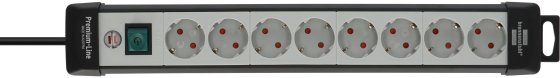 Premium-Line Steckdosenleiste 8-fach schwarz/lichtgrau 5m H05VV-F 3G1,5 - Produktansicht