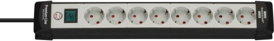 Premium-Line Steckdosenleiste 8-fach schwarz/lichtgrau 5m H05VV-F 3G1,5 - Produktbild
