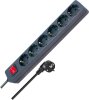 BAT 6-fach Steckdose Schwarz mit Schalter 1,4 m H05VV-F 3G1,5