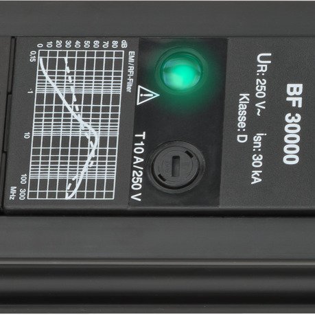 Premium-Line 30.000A &Uuml;berspannungsschutz-Steckdosenleiste mit USB-Ladefunktion 6-fach schwarz 3m H05VV-F 3G1,5 - Produktansicht
