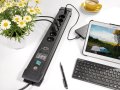 Premium-Line 30.000A &Uuml;berspannungsschutz-Steckdosenleiste mit USB-Ladefunktion 6-fach schwarz 3m H05VV-F 3G1,5 - Anwendungsbild