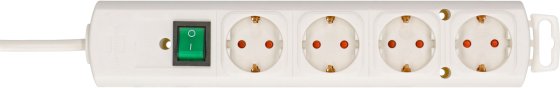 Comfort-Line Plus Steckdosenleiste mit Flachstecker 4-fach weiss 2m H05VV-F 3G1.5 - Produktansicht