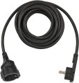 Kurzverlängerungsleitung mit Winkel-Flachstecker 5m H05VV-F3G1,5 schwarz - Produktbild