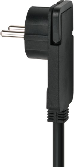 Kurzverlängerungsleitung mit Winkel-Flachstecker 5m H05VV-F3G1,5 schwarz - Produktansicht
