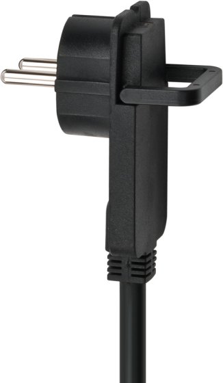 Kurzverlängerungsleitung mit Winkel-Flachstecker 5m H05VV-F3G1,5 schwarz - Produktansicht
