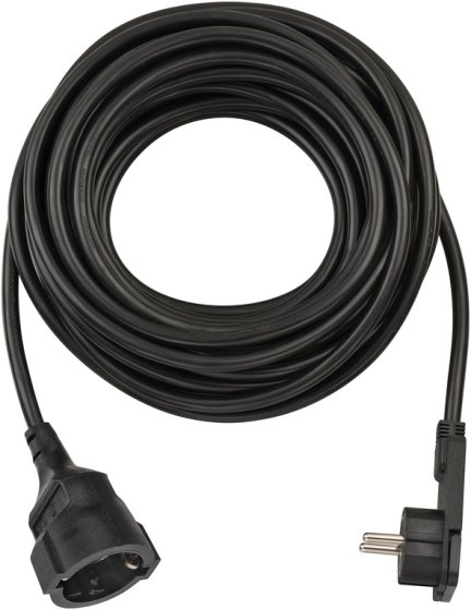 Kurzverlängerungsleitung mit Winkel-Flachstecker 10m H05VV-F3G1,5 schwarz - Produktbild