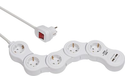 Vario Power Steckdosenleiste mit USB-Ladefunktion 5-fach weiß, 1,4m H05VV-F 3G1,5