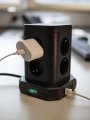 Steckdosenturm 8-fach mit 4x USB schwarz 2m H05VV-F3G1.5 - Anwendungsbild
