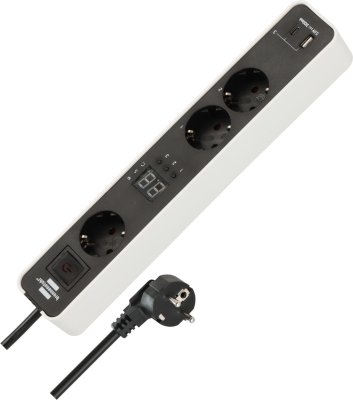 Ecolor Steckdosenleiste 3-fach mit Countdown Timer, 1x USB A, 1x USB C, wei&szlig;/schwarz, 1,5m H05VV-F 3G1,5
